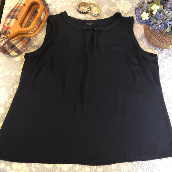 Talbots Tops - Talbots ruffle trim Indigo blue blouse 2x